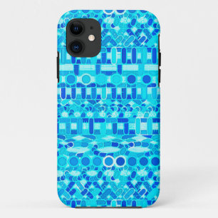 Capa Para iPhone 11 Tribal Batik - turquesa, aqua e azul de cobalto