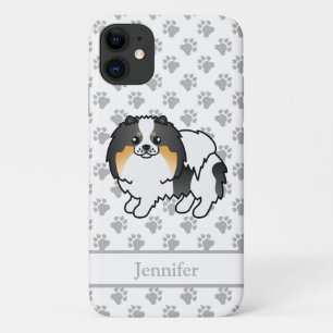 Capa Para iPhone 11 Tricolor branco Pomeraniano Cão e Nome Cujo Cartoo