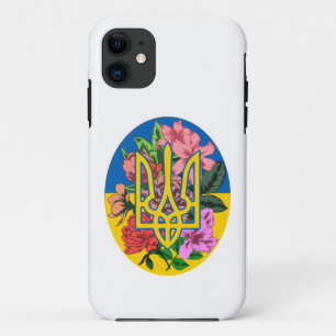 Capa Para iPhone 11 Tridente ucraniano e bandeira da Ucrânia com flore