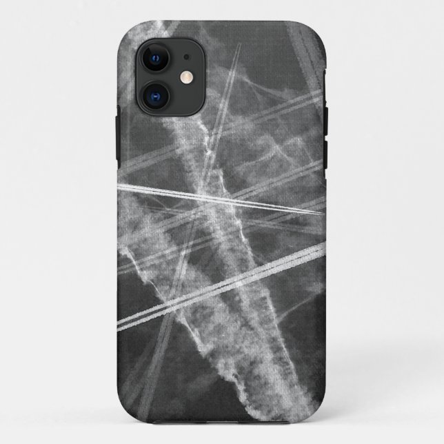 Capa Para iPhone 11 Trilhas de jato preto e branco (Verso)
