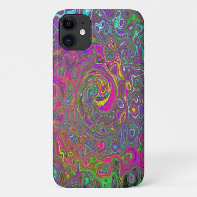 Capa Para iPhone 11 Trippy Hot Pink Abstrato Retro Liquid Swirl (Verso)