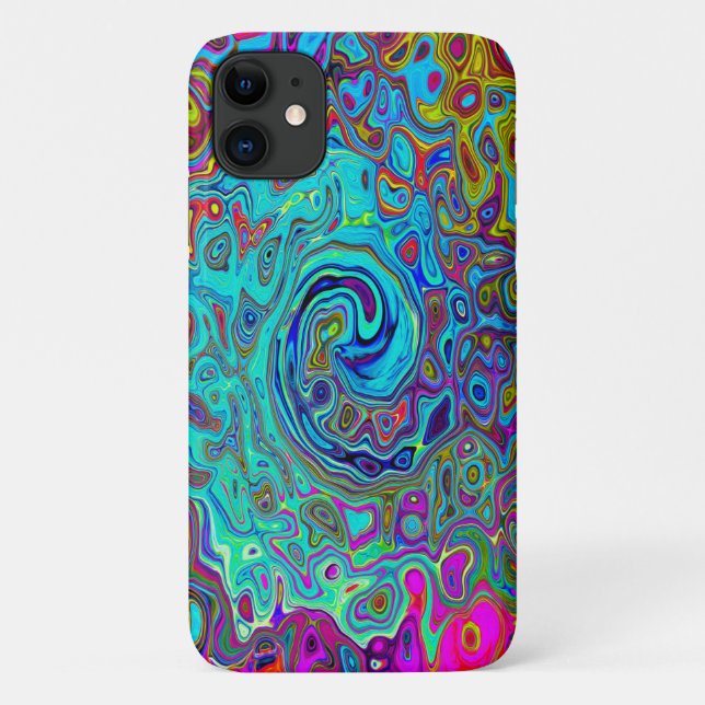 Capa Para iPhone 11 Trippy Sky Blue Abstrato Retro Liquid Swirl (Verso)