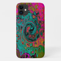 Trippy Turquoise Abstrato Retro Liquid Swirl