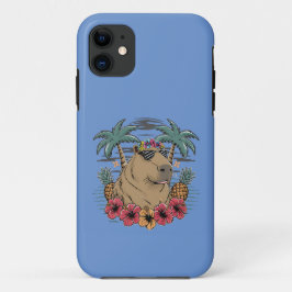 Capa Para iPhone 11 Tropical Capybara Paradise