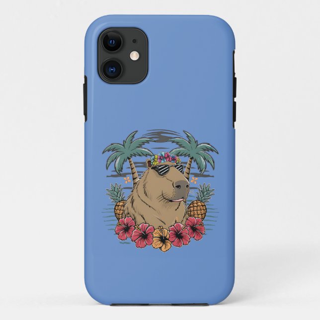 Capa Para iPhone 11 Tropical Capybara Paradise (Verso)