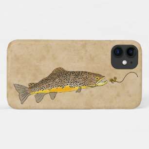 Capa Para iPhone 11 Truta marrom de pesca com mosca
