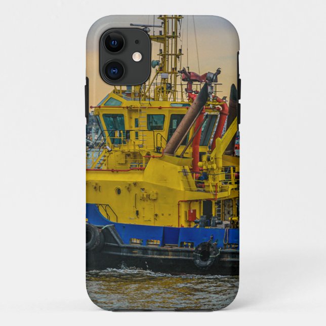 Capa Para iPhone 11 Tugboat navegando no rio, montevideo, uruguai (Verso)