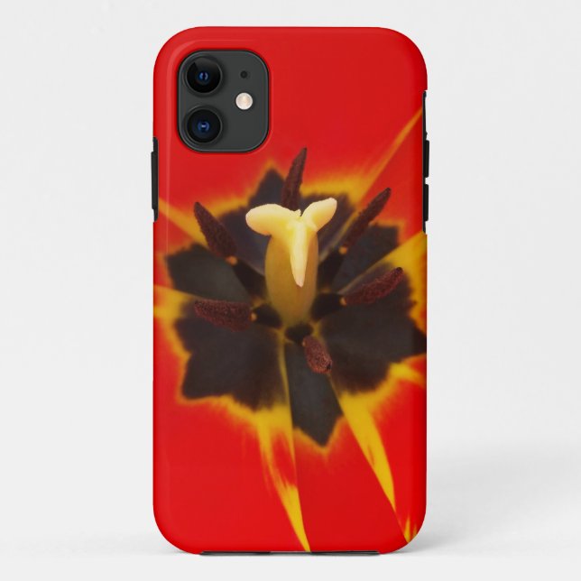 Capa Para iPhone 11 tulipa amarela vermelha (Verso)