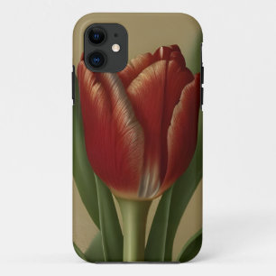 Capa Para iPhone 11 Tulipa Vermelha chique Adorável