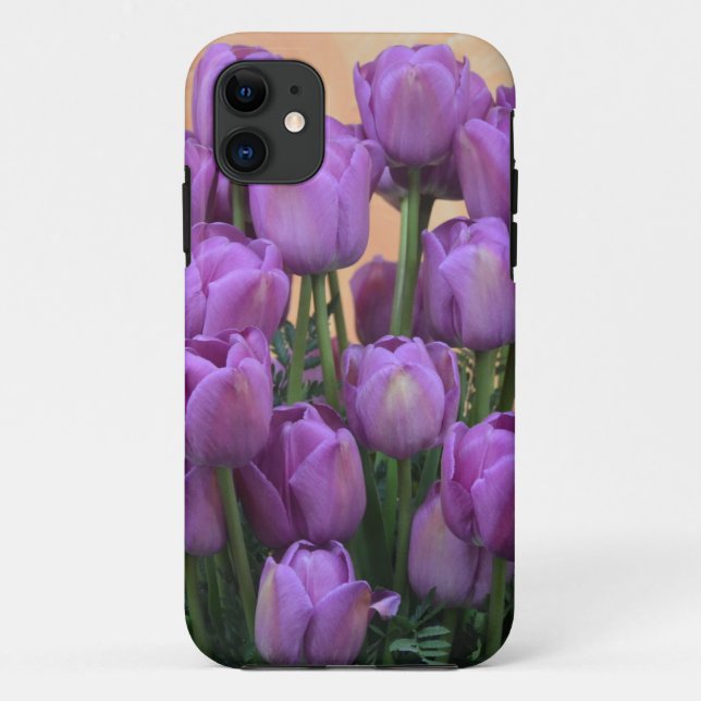 Capa Para iPhone 11 Tulipas roxas bonitas do primavera (Verso)