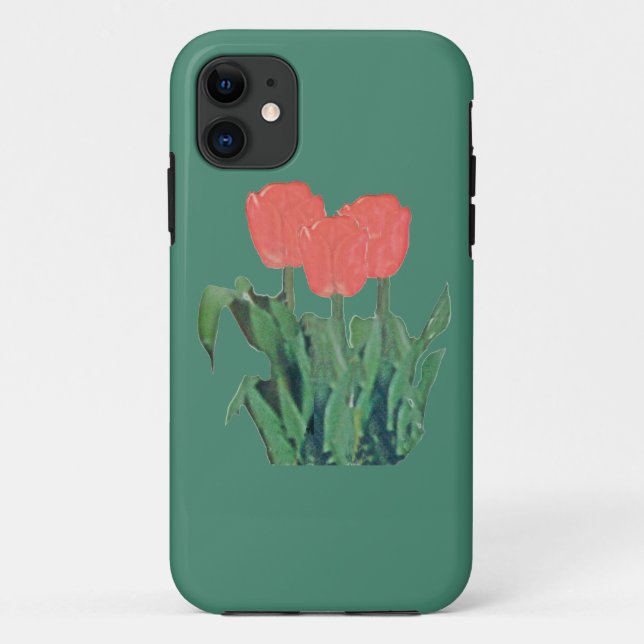 Capa Para iPhone 11 Tulipas Três-Vermelhas (Verso)