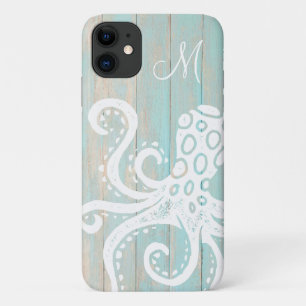 Capa Para iPhone 11 Turquesa Angustiada Praia Madeira Polvo Monograma