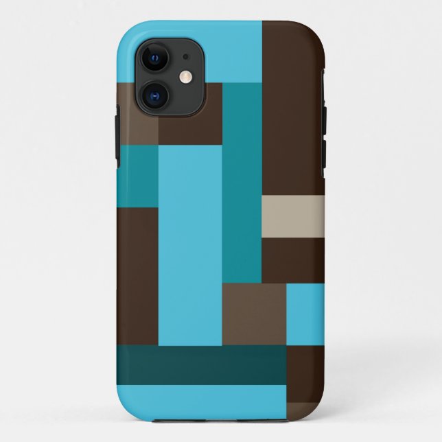 Capa Para iPhone 11 Turquesa Azul Teal e Arte Geométrica Moderna Marro (Verso)