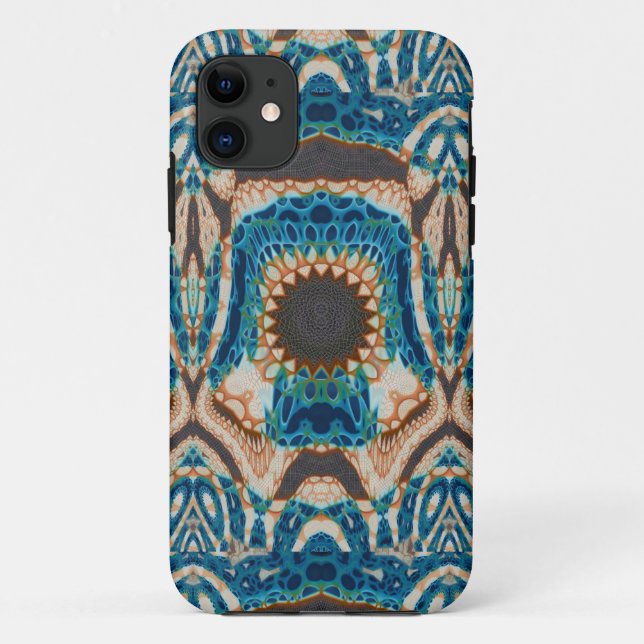 Capa Para iPhone 11 Turquesa Dourada Sun Sudoeste Arte (Verso)