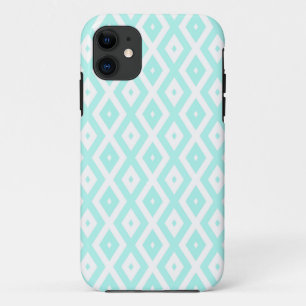 Capa Para iPhone 11 Turquesa e padrão de diamante branco