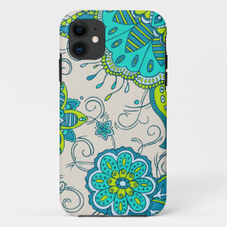 Capa Para iPhone 11 Turquesa & limão florais