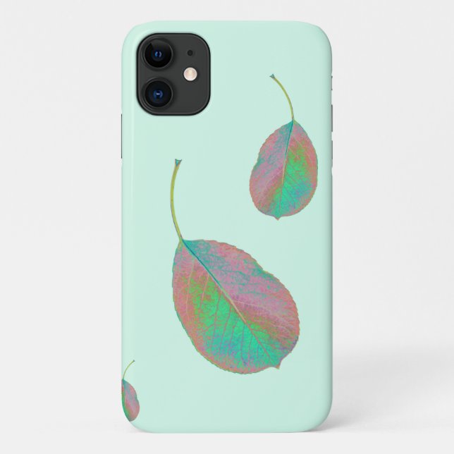 Capa Para iPhone 11 Turquesa Perea Rosa Perea Perea Folha iPhone 11 Ca (Verso)