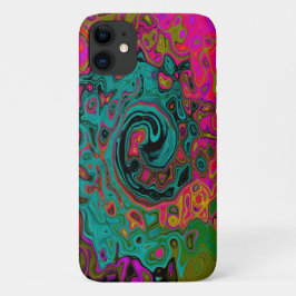 Capa Para iPhone 11 Turquesa Trippy Abstrato Retro Líquido Redemoinho