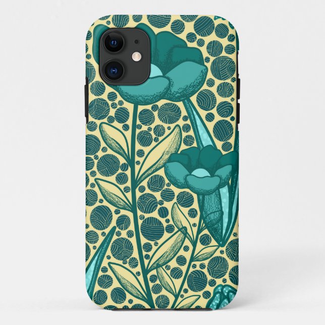 Capa Para iPhone 11 Turquoise bulbo flowers (Verso)