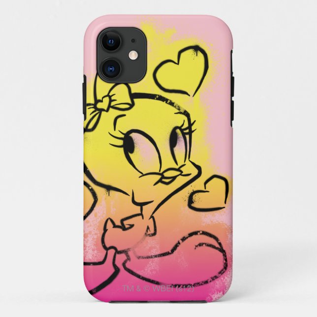 Capa Para iPhone 11 TWEETY™ Com Corações (Verso)