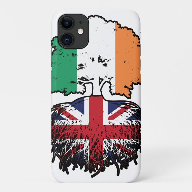 Capa Para iPhone 11 UK British Ireland Tree Roots Flag (Verso)