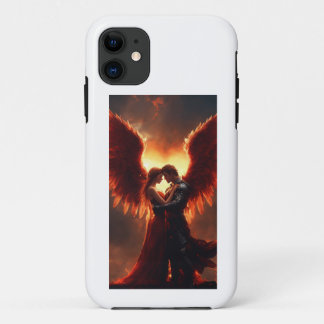Capa Para iPhone 11 um anjo voando abraçando um demônio voando
