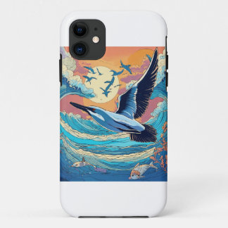 Capa Para iPhone 11 Um arquivo de gaivota por cima do impressão do mar