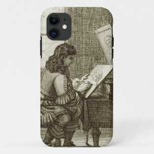 Capa Para iPhone 11 Um artista que copia em uma placa da gravura,