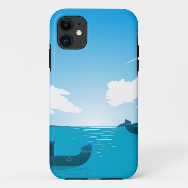 Capa Para iPhone 11 Um barco no mar-18530 (Verso)