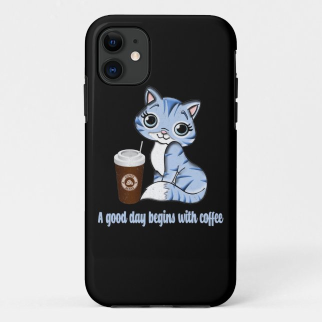 Capa Para iPhone 11 Um Bom Dia Começa Com Café | Presente de amante de (Verso)