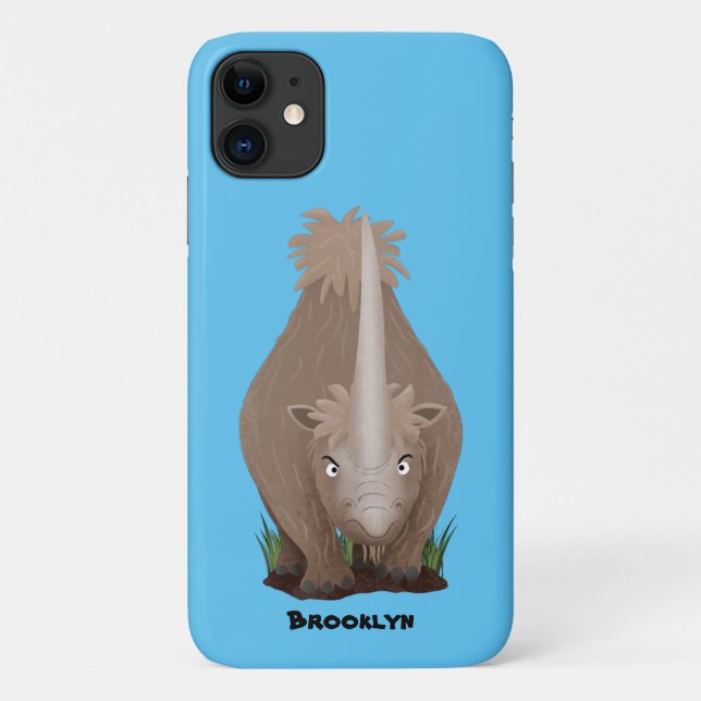 Capa Para iPhone 11 Um desenho animado de Rinoceronte elasmotherium (Verso)