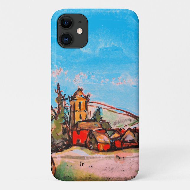 Capa Para iPhone 11 Um esboço da Aldeia Britânica Idyllic (Verso)