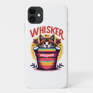 Capa Para iPhone 11 Um gato espiando por detrás de um vaso de flores