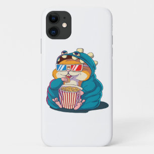 Capa Para iPhone 11 Um hamster engraçado usando óculos come pipoca