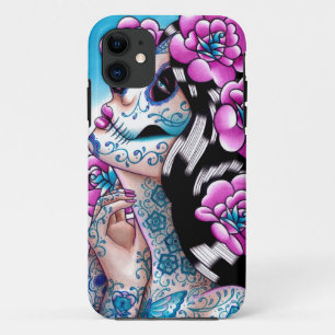 Capa Para iPhone 11 Um momento da menina Tattooed do crânio do açúc