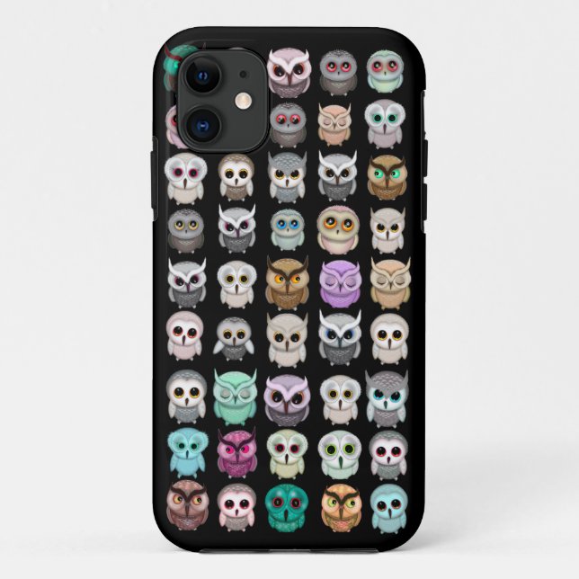 Capa Para iPhone 11 Um Monte de Desenhos de Corujas Fofas (Verso)