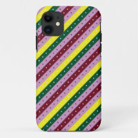 um padrão listrado multicolorido com pontos