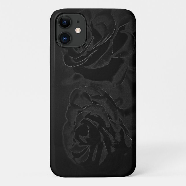 Capa Para iPhone 11 Um par de rosas em preto (Verso)