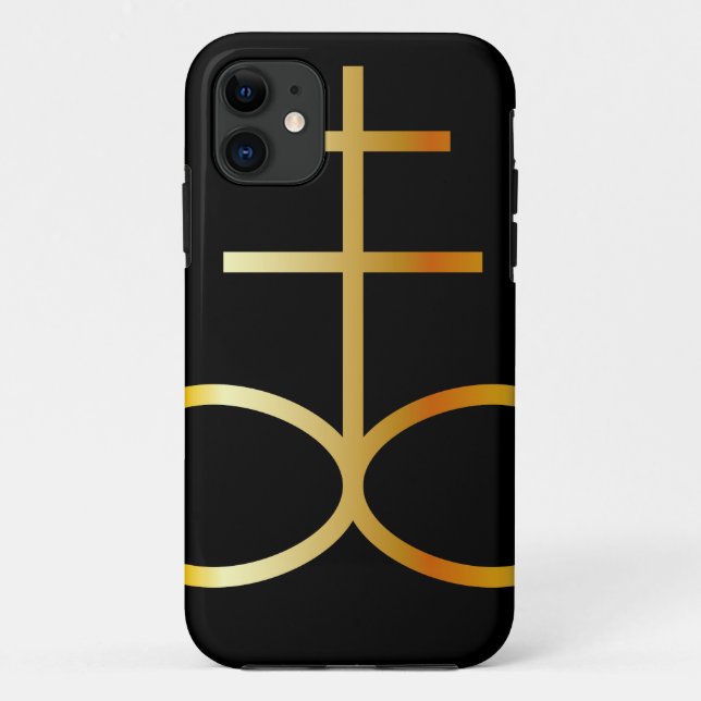 Capa Para iPhone 11 Um símbolo dourado da cruz ou do enxofre do (Verso)