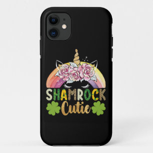 Capa Para iPhone 11 Unicórnio Fofinho Trevo Dia de São Patrício Arco-í