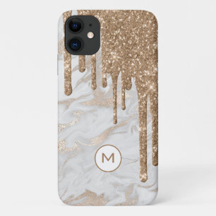 Capa Para iPhone 11 Unidades Douradas De Brilho Monograma