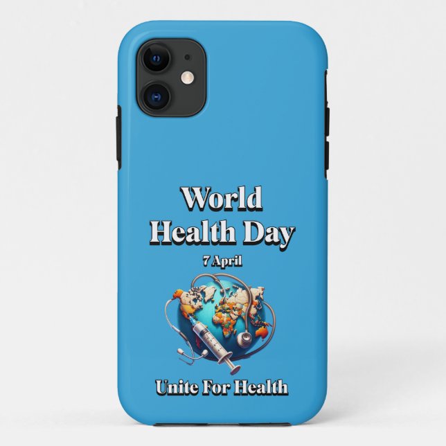 Capa Para iPhone 11 Unir Para A Saúde. Dia Mundial da Saúde. Camiseta (Verso)