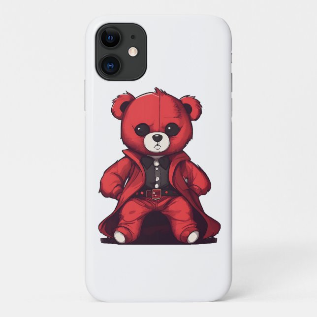 Capa Para iPhone 11 Ursinho fofo menino vermelho (Verso)