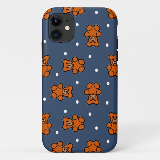 Capa Para iPhone 11 Urso de pelúcia bonito na bolinhas (Verso)