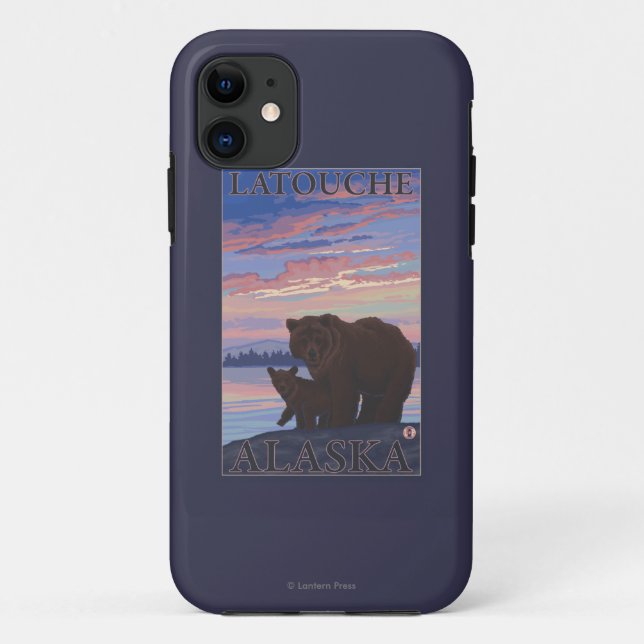 Capa Para iPhone 11 Urso e Cub - Latouche, Alasca (Verso)