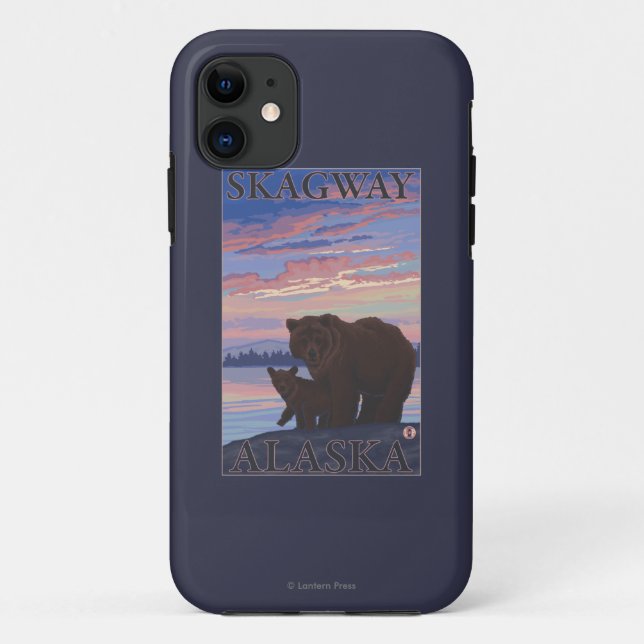 Capa Para iPhone 11 Urso e Cub - Skagway, Alaska (Verso)