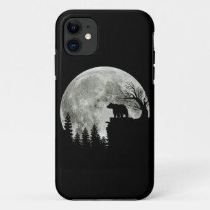 Capa Para iPhone 11 Urso Em Montanha Espantada Lua De Halloween