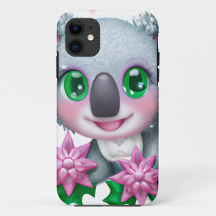 Capa Para iPhone 11 Urso Kawaii Koala, bonito, com flores