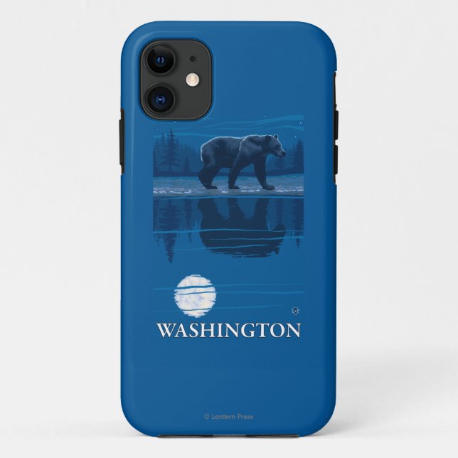 Capa Para iPhone 11 Urso no luar - Washington (Verso)