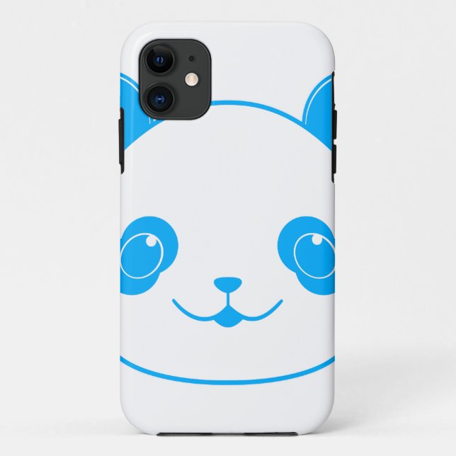 Capa Para iPhone 11 Urso Panda de Kawaii Azul (Verso)